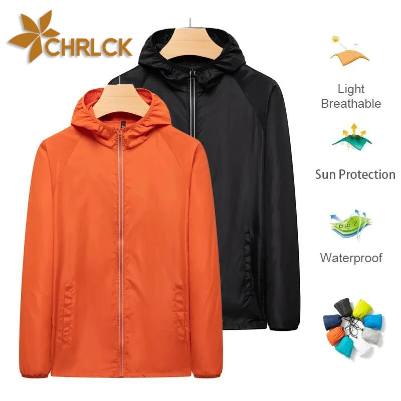 CHRLCK Giacche da trekking da uomo Impermeabili da donna Protezione solare Giacca a vento Campeggio Arrampicata Cappotto da esterno Abbigliamento portatile unisex