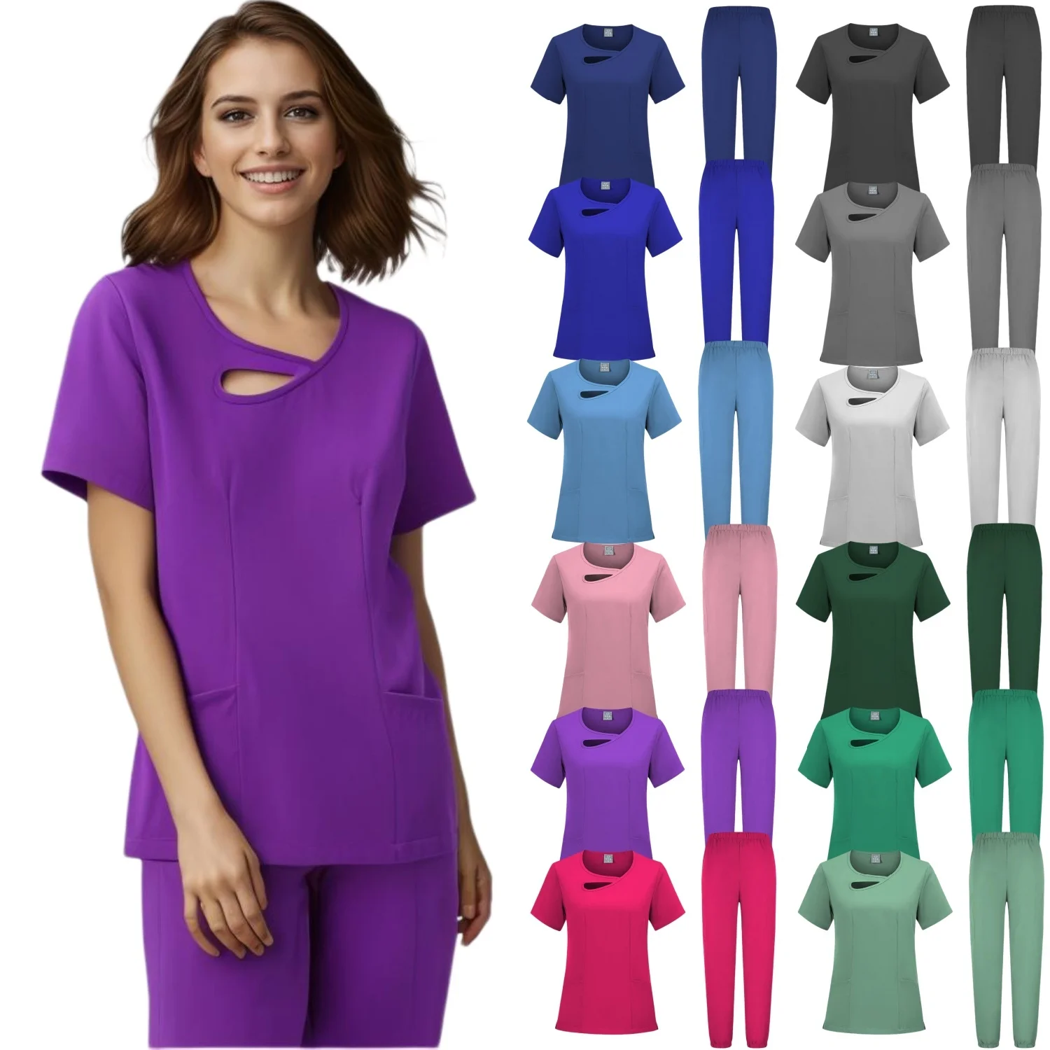 Verpleegkundige Las Mujeres Salon Tuniek Beauty Werk Uniform Blouse Vrouwelijke Medische Scrubs Sets Tandarts T-Shirt Operatiekleding