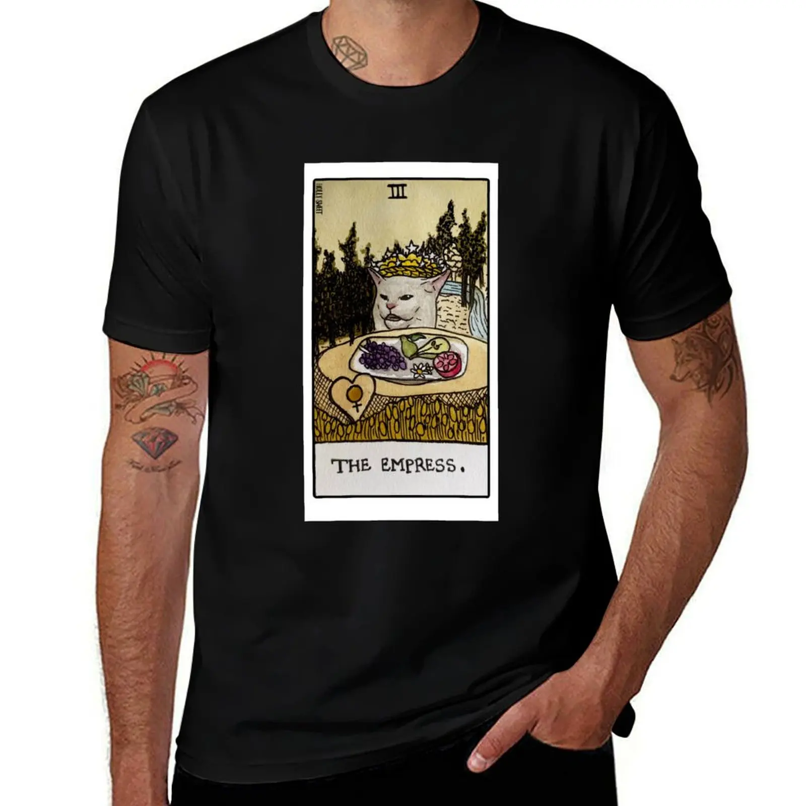 

The Empress smudge the cat tarot card T-Shirt T-shirts oversize graphic t shirts plus size men clothing