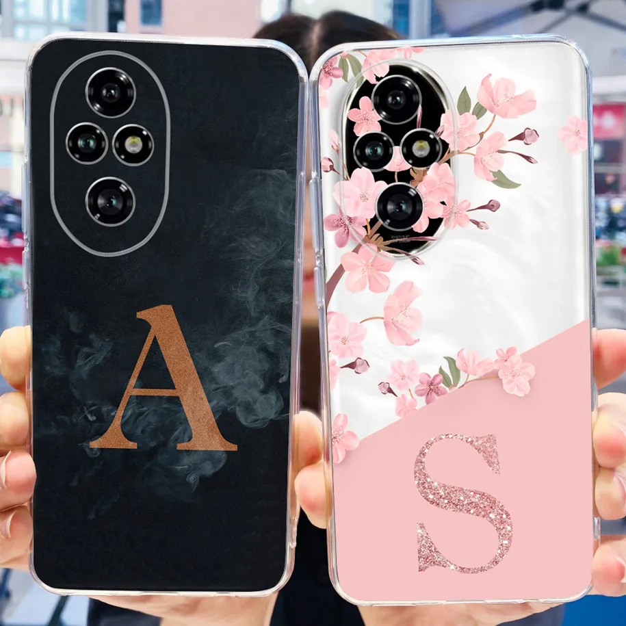 For Honor 200 Pro Case ELI-AN00 Cover Cute Letters Flower Transparent Silicone Soft TPU Phone Case For Honor 200 Honor200 Bumper