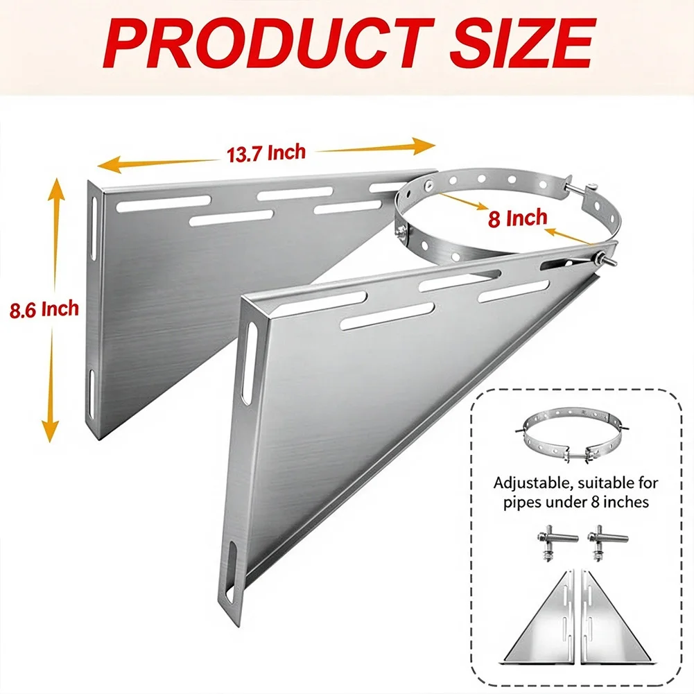 6Inch Chimney Pipe Wall Bracket, Adjustable Support For Dual Wall Fireplace Tubes, Flue Stabilizer= For Home Heating Systems