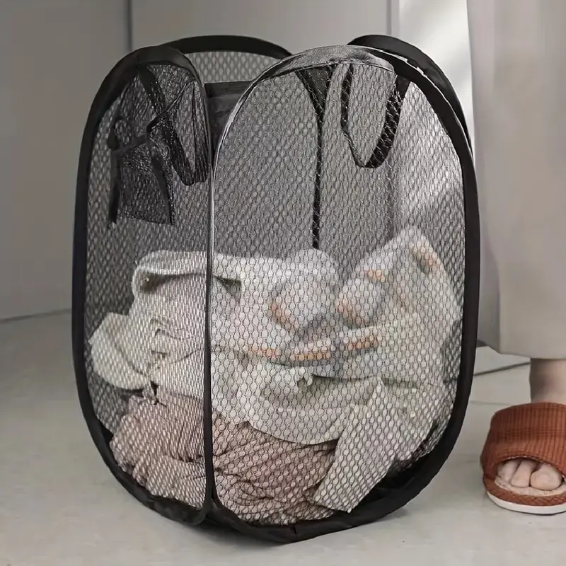 

Foldable Pop-up Mesh Laundry Basket Large Capacity Storage Bag Portable Clothes Organizer for Home Bathroom Bedroom