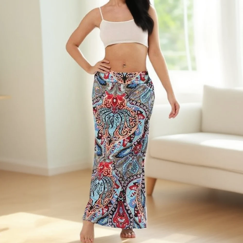 Estate elegante moda Harajuku slim fit abiti femminili larghi casual gonne tutte abbinate gonna a trapezio a vita alta patchwork stampata