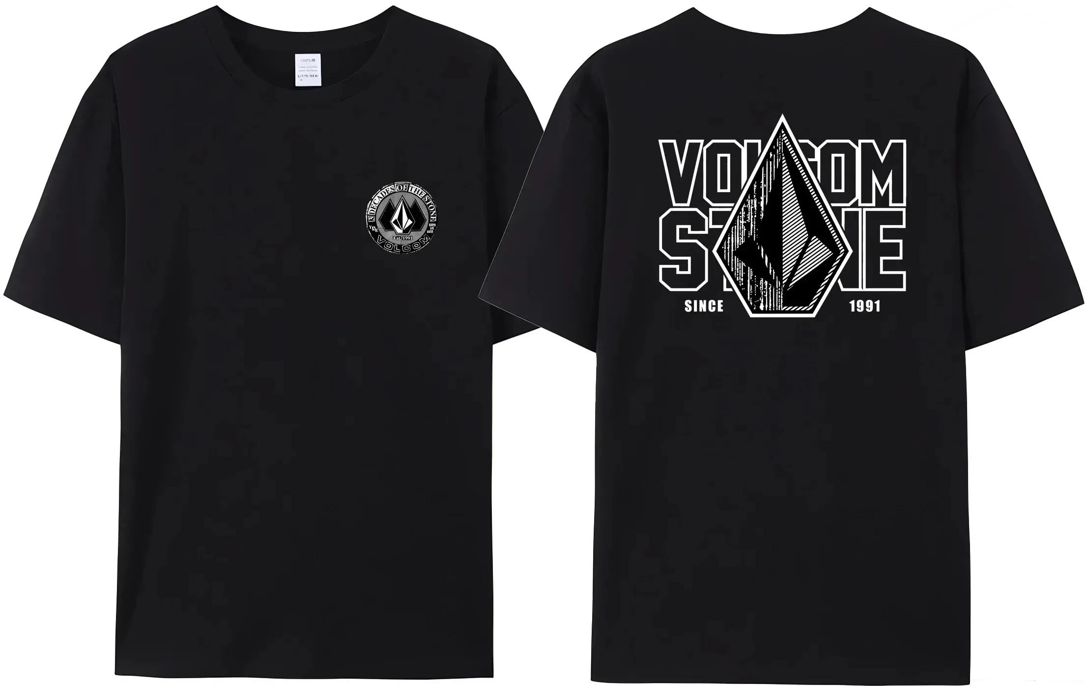 2024 Hot Sale Volcom Obsidian Summer T-Shirt Men\'s 100% Cotton Comfortable Stylish Short Sleeves High Quality Double Sided Tees