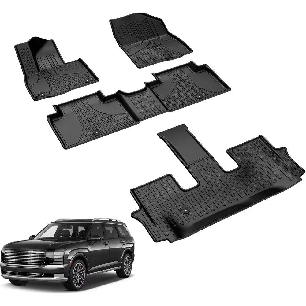 

Custom Fit All Weather TPE Floor Mats for 2026 7 8 Seat Gasoline SUVs Black Anti Slip Liners