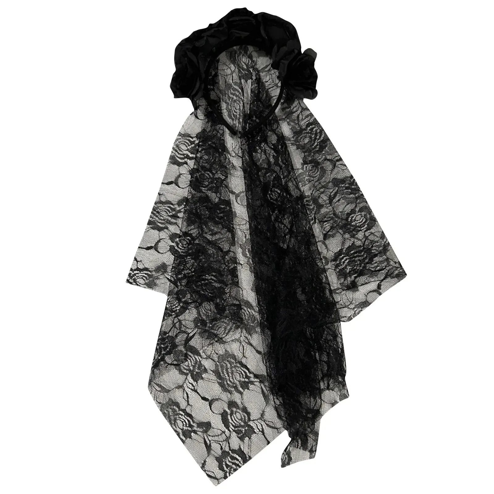 Bandeau à fleurs de Rose pour mariée d'halloween, accessoires de Cosplay en maille, couvre-chef de Simulation de mariage pour femmes et filles