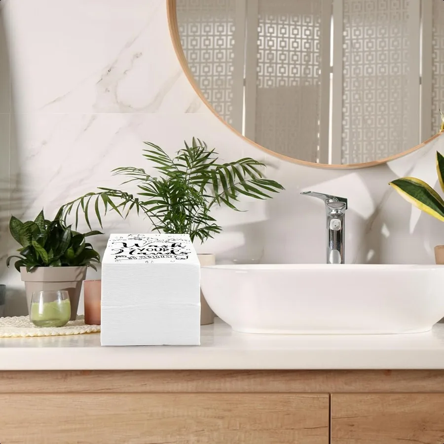 100 Pcs  Hand Towels for Bathroom Paper Towels for Guests 3 Ply Wash Your Hands Bathroom Etiquette Guest Napkins for Powder Roo