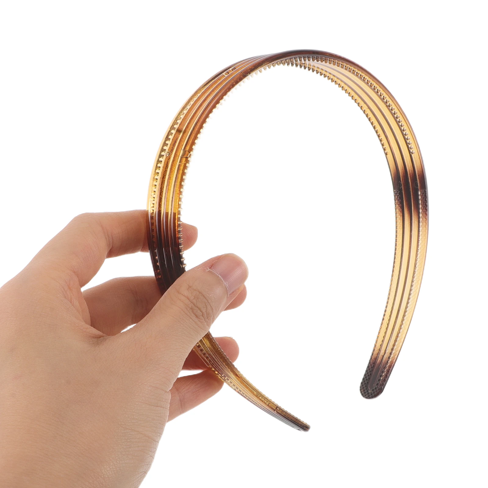 

4Pcs Classic Striped Headbands 2Cm Thin Resin Hair Hoops for Women Retro Non Slip Headband Set Wine Red Cream Black