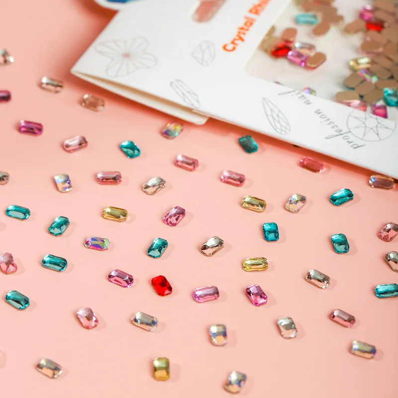 100/500pcs Rhombus Drop Mixed shape Boutique Flat bottom nail art rhinestones Glass crystal 3D nail decoration wholesale