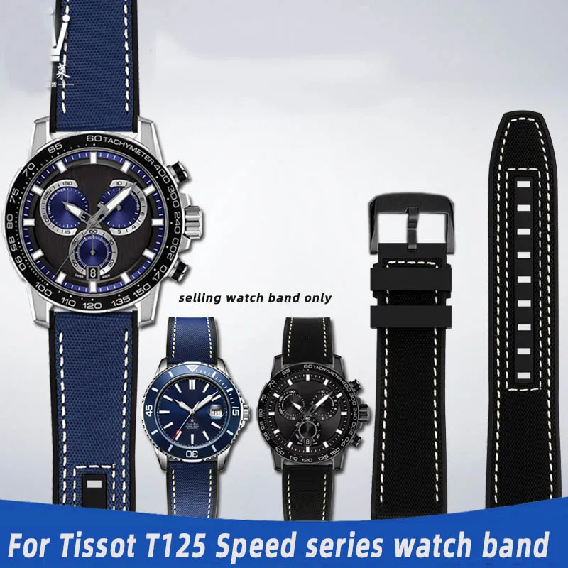 Aangepast Aan De Tissot T125 Speed Seagull Ocean Star Serie Hoge Kwaliteit Nylon Patroon Rubber Horlogeband 22Mm