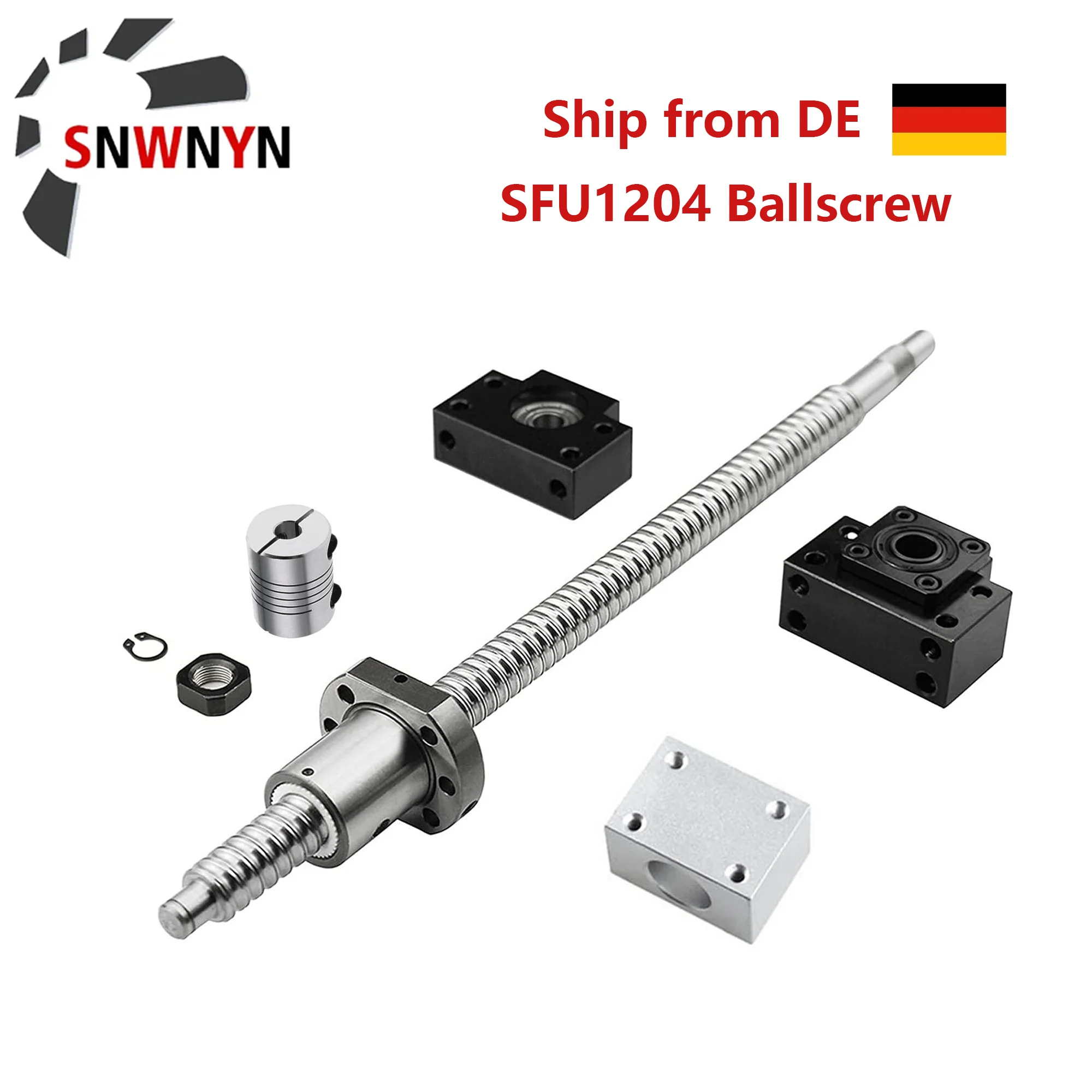 Ball Screw Set SFU1204 Rolled Ballscrew End Machined C7 With Ball Nut+Nut Housing+BK/BF10 End Support+Coupler For CNC Parts