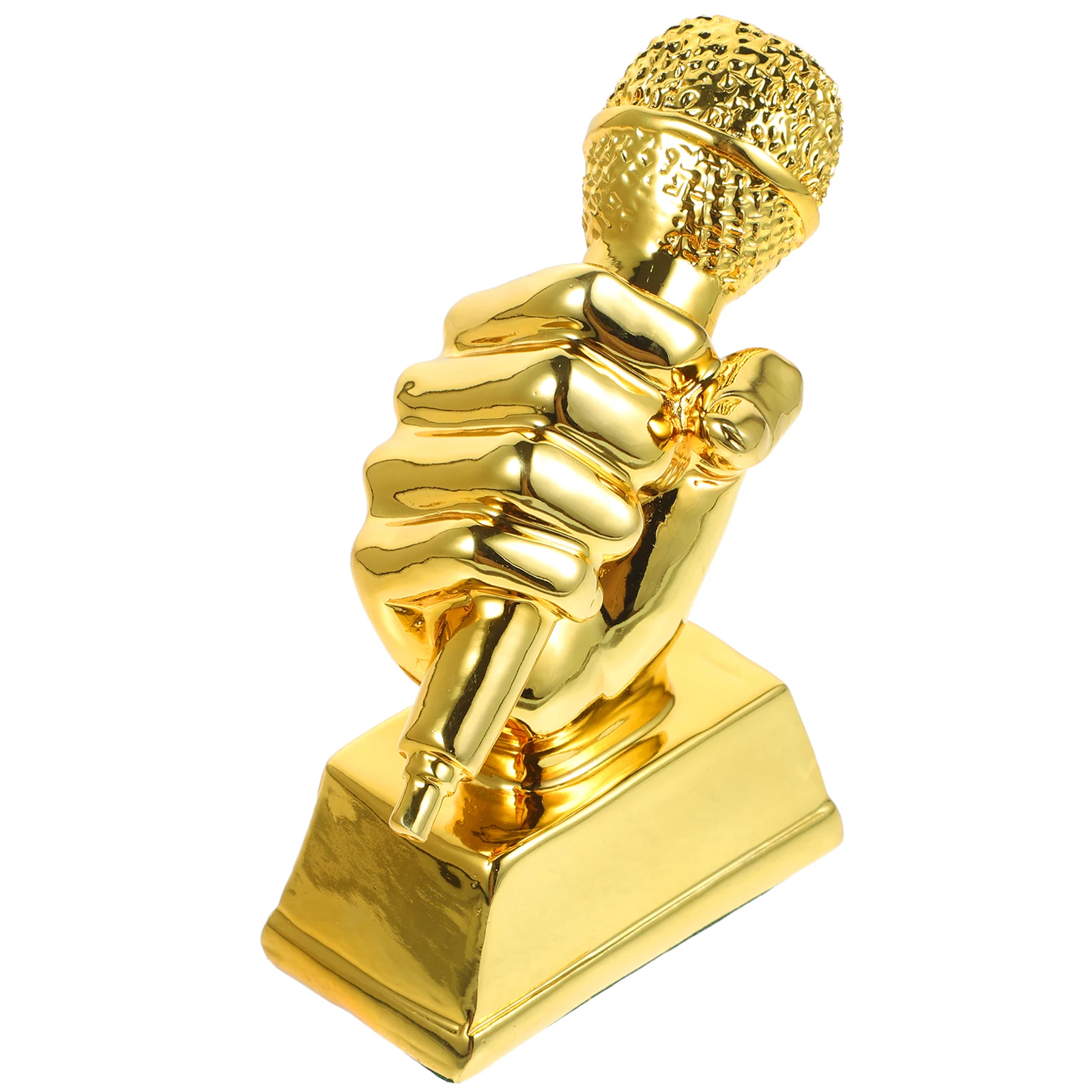 

1pcs Microphone Trophy Award Singing Competition Resin Craft Golden Party Supplies Mini Trophies Exquisite Details