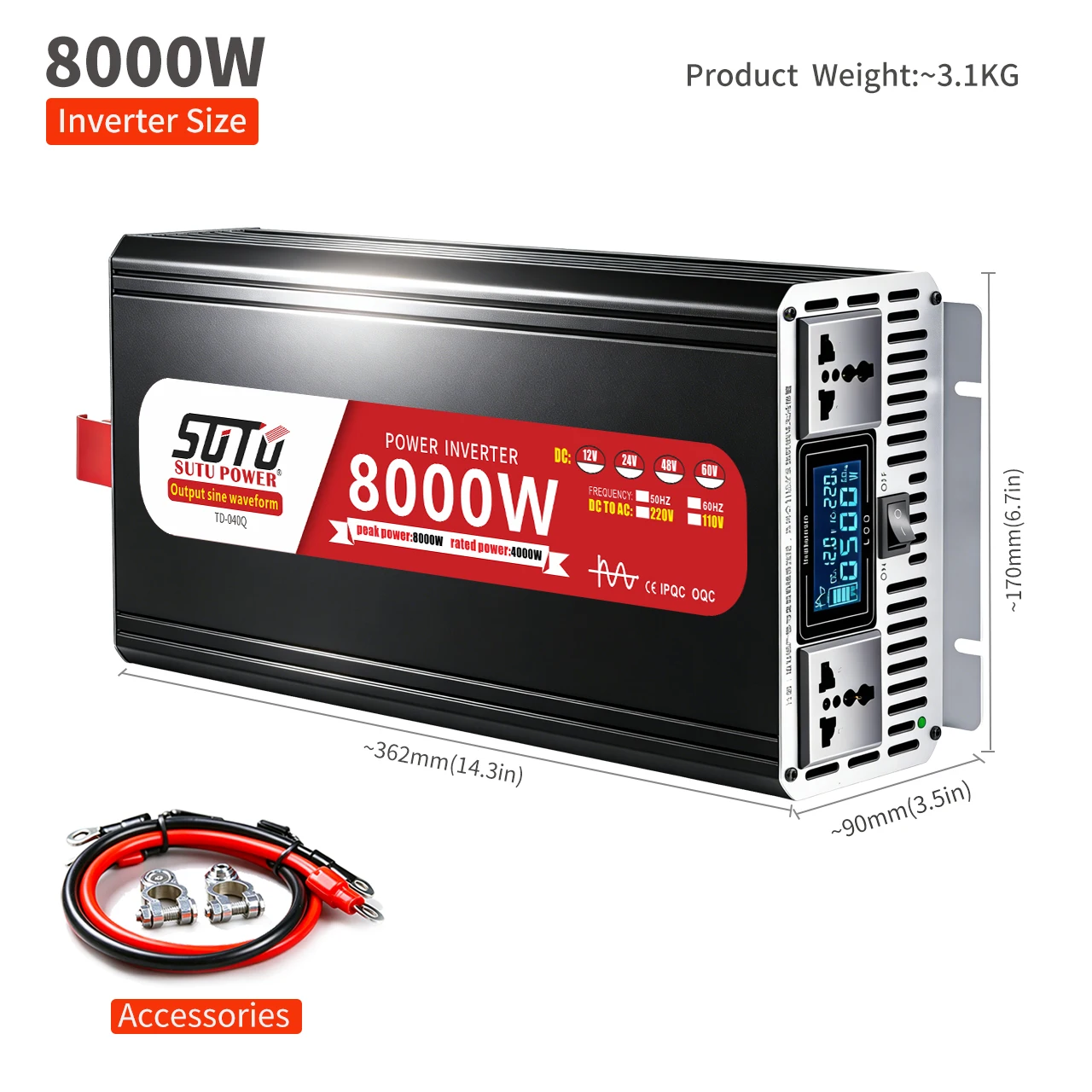 Pure sine wave inverter  12V24V 8000W  to 220V 50HZ  110V 60HZ car home high power battery solar power converter universal