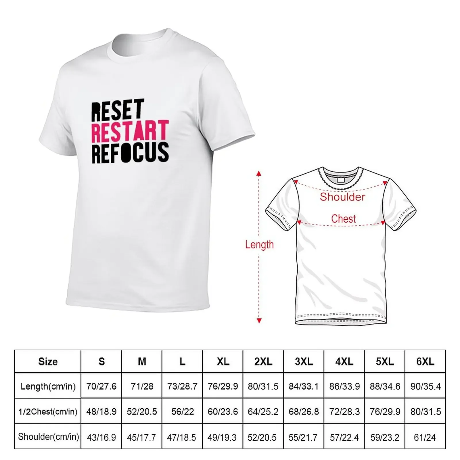 New Reset Restart Refocus T-Shirt graphic t shirts quick drying t-shirt plain black t shirts men