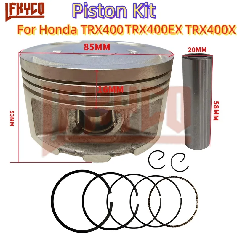 Motorcycle Engine Parts 85mm Bore for Honda XR400 XR400R XR 400 1996-2004 TRX400 TRX400EX 1999-2007 TRX400X 2009-2014 Piston Kit