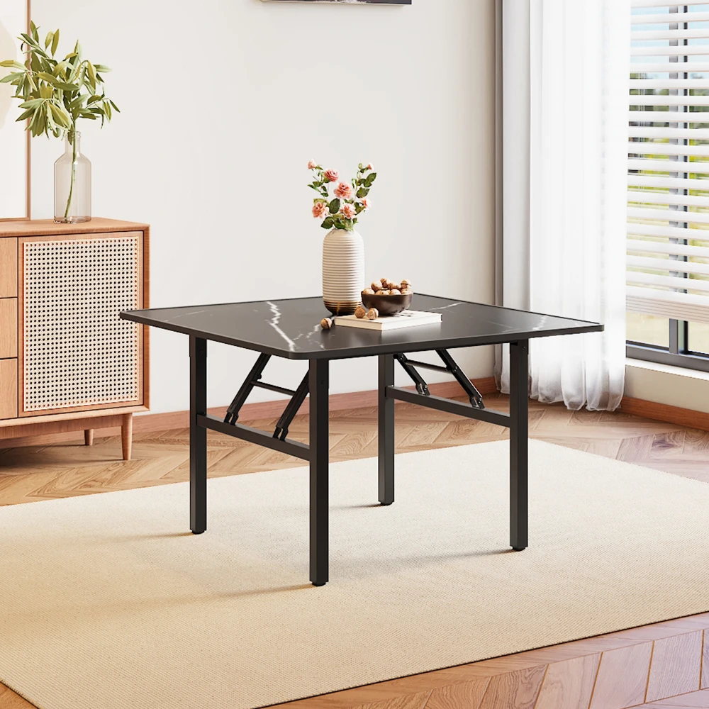 【Breeins】 Table basse pliante carrée de 60 cm/80 cm avec table à manger avec plateau effet marbre
