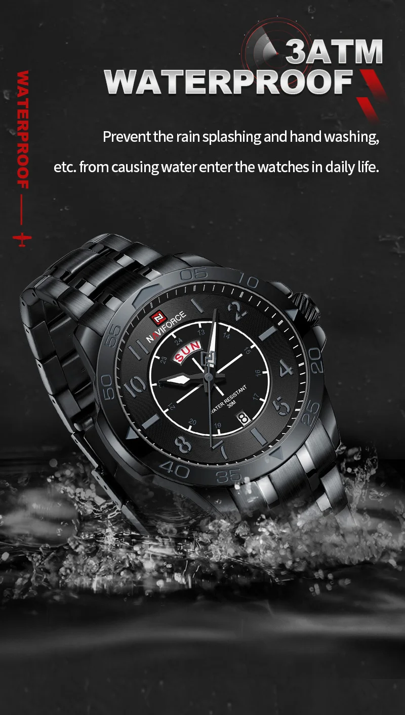 NAVIFORCE Original Fashion Sport Watch for Men Luxury Stainless Steel Waterproof Male Quartz Wristwatch Clock Relogio Masculino