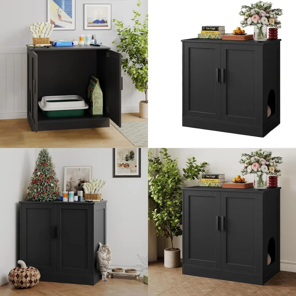 

Большая скрытая мебельная лежанка для кошек со съемной перегородкой, элегантный черный кошачий домик