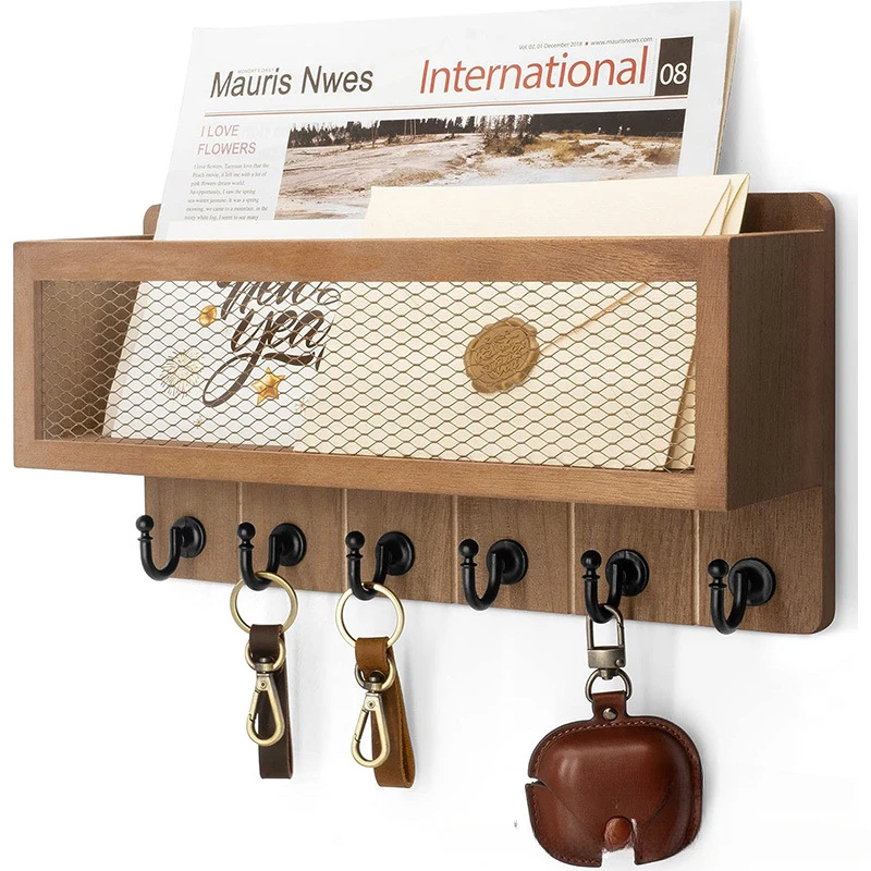 Key Holder Mail Organizer Wall Mount Key and Mail Holder Key Rack for Kitchen Living Room Mudroom Office