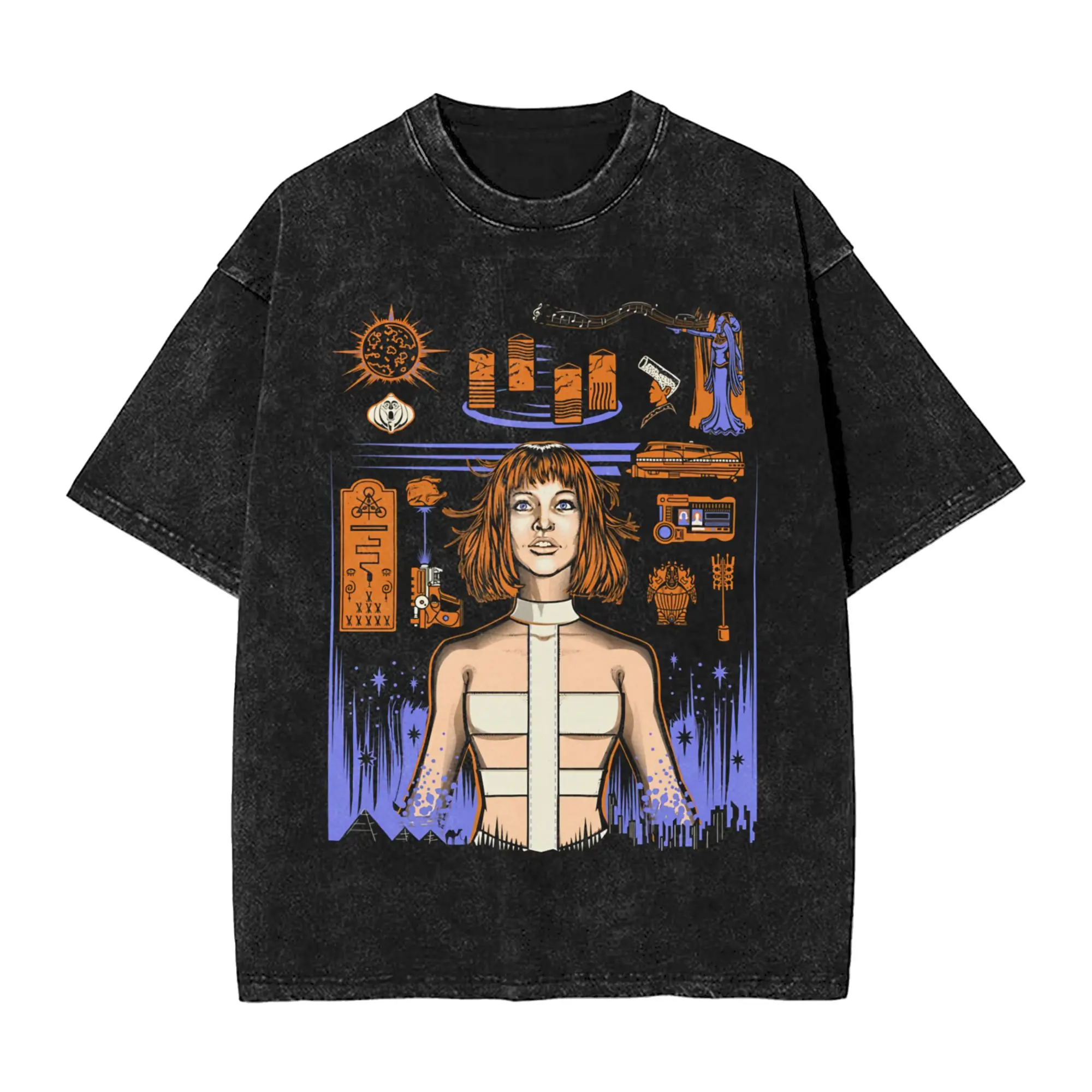 The Fifth Element T Shirt Hip Hop Washed Short Sleeve Harajuku T-Shirt  Vintage Men Women Streetwear Summer Tops Tees