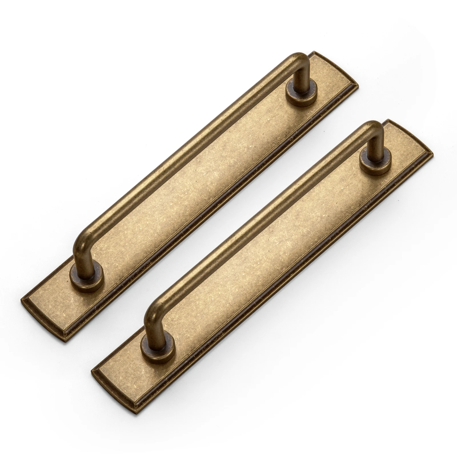 Goo-Ki Antique Brass Cabinet Pulls Furniture Door Handles with Backplate Champagne Bronze Drawer Knobs and Pulls for Kitchen
