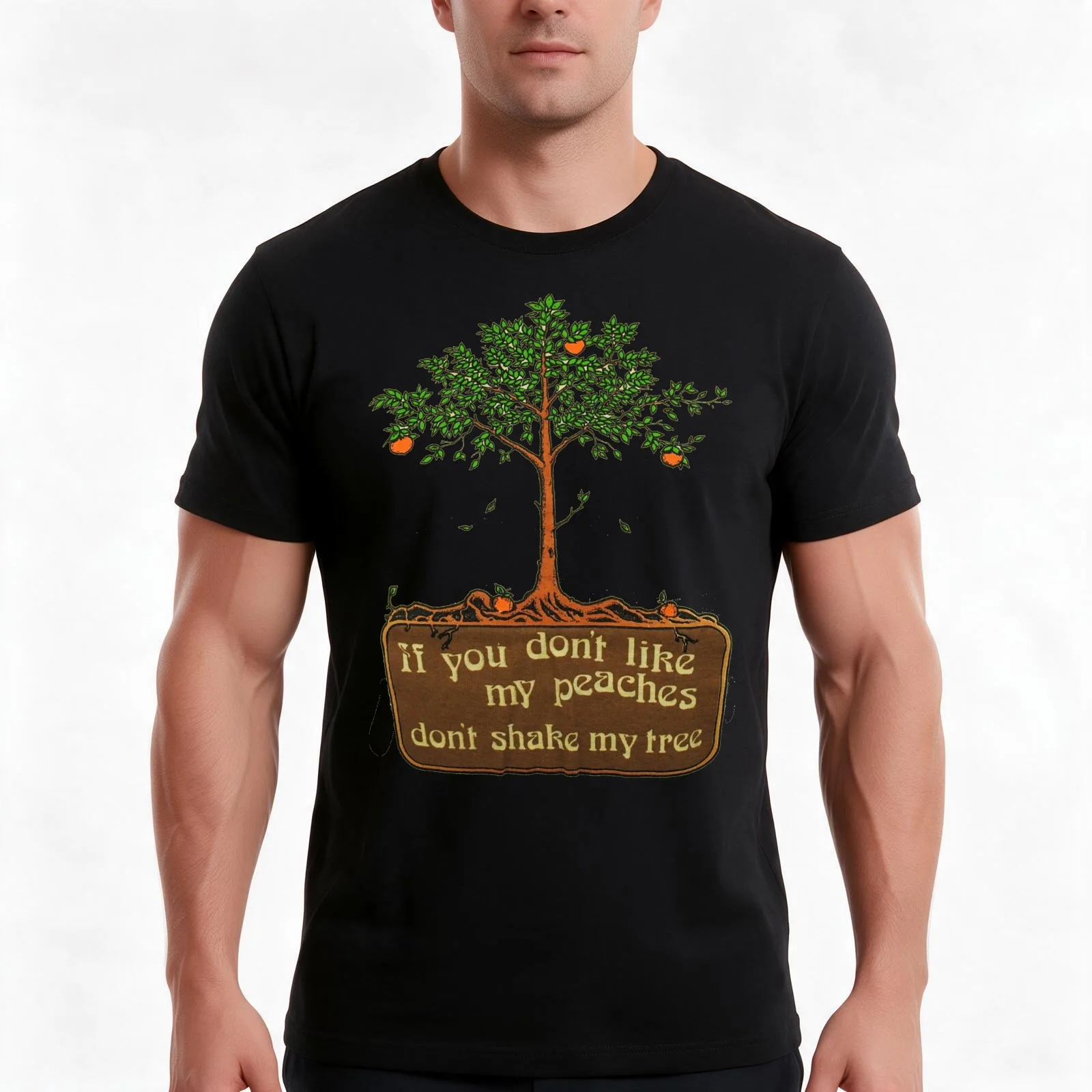 if you don't like my peaches don't shake my tree T-Shirt Summer Casual Cotton Tee Oversized Streetwear Tops Unisex Men Women