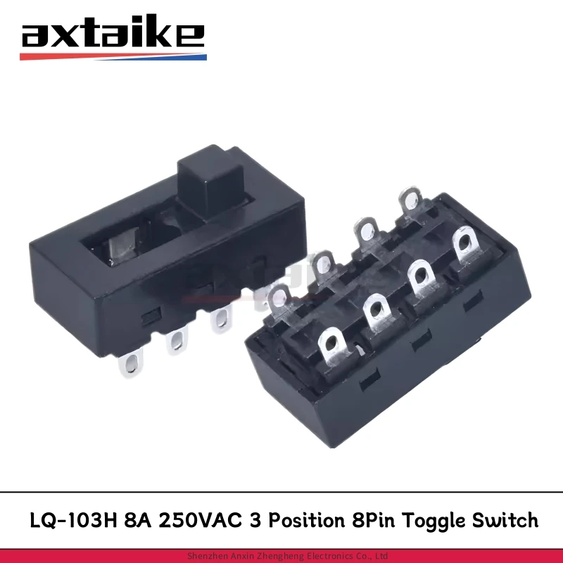 

2PCS LQ-103H 8A 250V AC 3 Position 8 Pin Toggle Slide Switch Hair Dryer Accessories SS-23L11 DIP