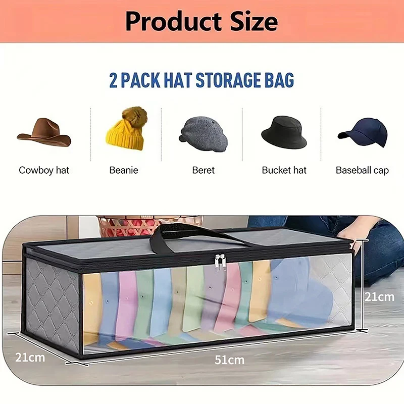 Durable Baseball Hat Organizer Hat Storage For Baseball Caps Sturdy Cap Organizer Hat Case With Carrying Handles And Dual Zipper