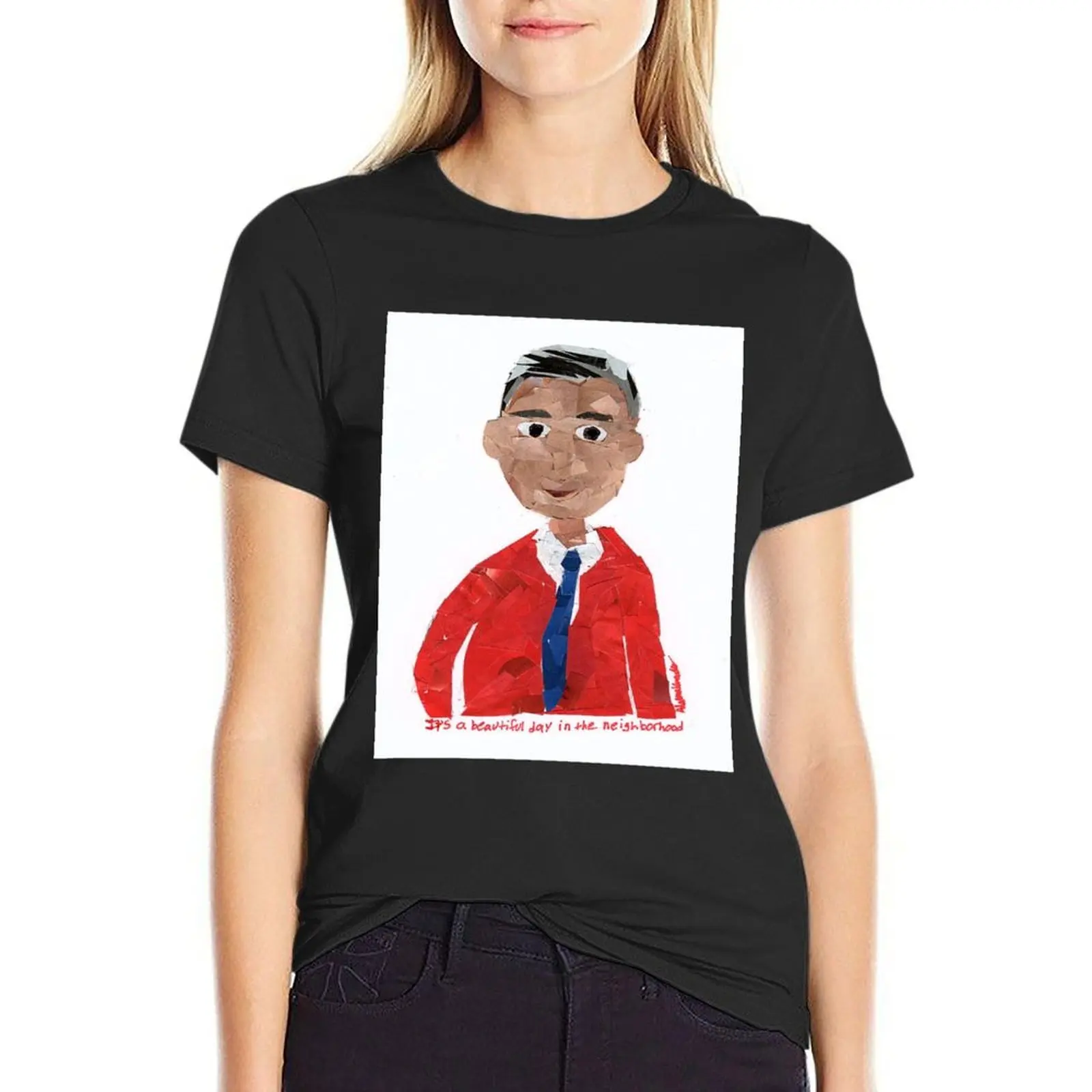 Mr. Rogers Mosaic T-Shirt plain blanks workout t shirts for Women