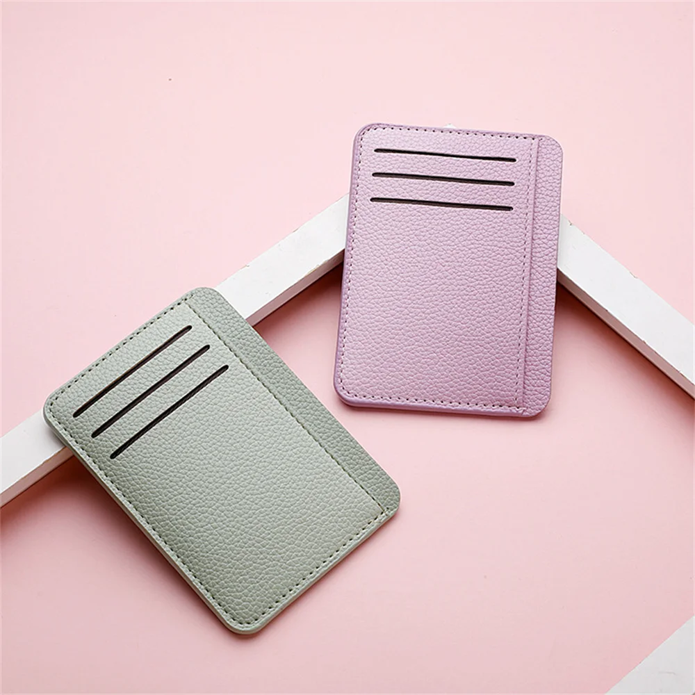 Dubbelzijdige Kaarthouder Zakelijke Multi-Slots Lederen Solide Heren Kaartzak Vrouwen Creditcard Opbergclip Clutch Tas