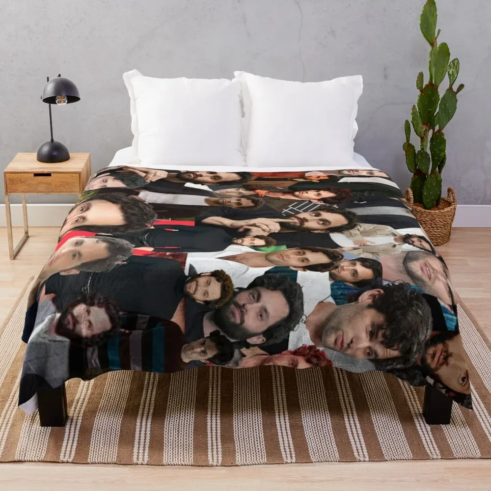 

Penn Badgley American actor Beautiful Aesthetic Lateral Collage - 3 Throw Blanket Elegant Warm Throw Blanket for Hotel Home