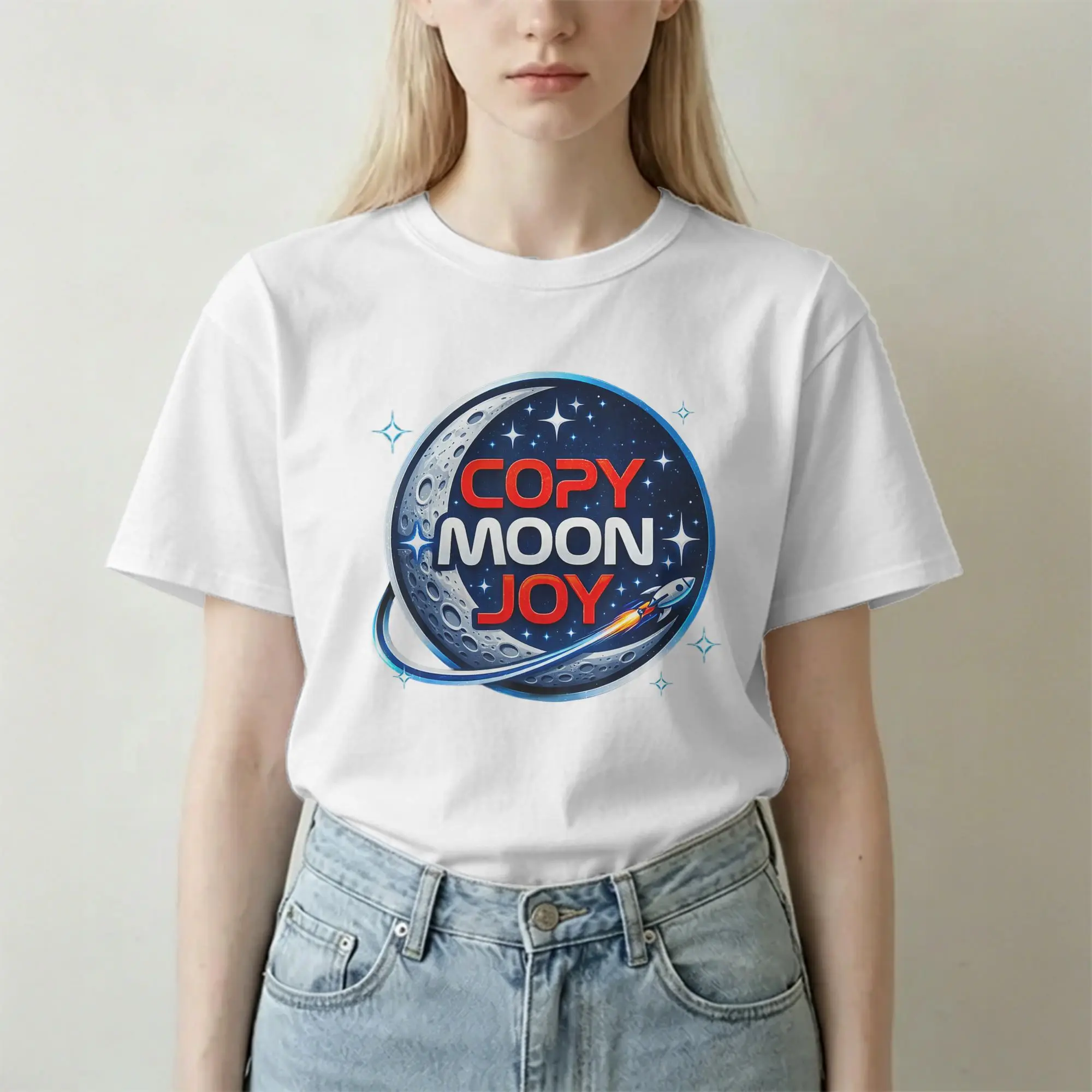 Copy Moon Joy Funny Lunar Quote for Men Women T Shirt  Fashion Tees Short Sleeve Crewneck T-Shirt Pure Cotton 4XL 5XL Clothes