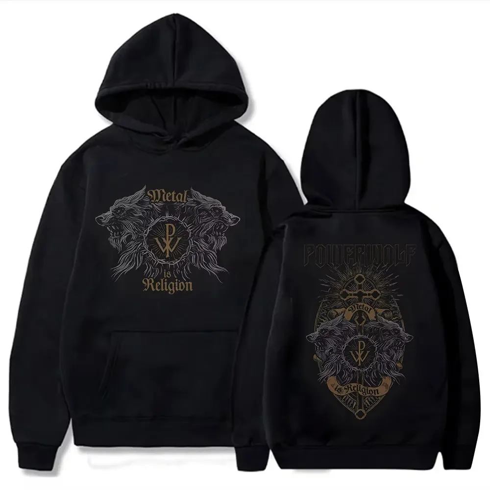 New Fashion Men Hoodie Via Dolorosa Black By Powerwolf Oversize Pullover Graphic Youth Streetwear Vintage Sweatshirts Unisex Top