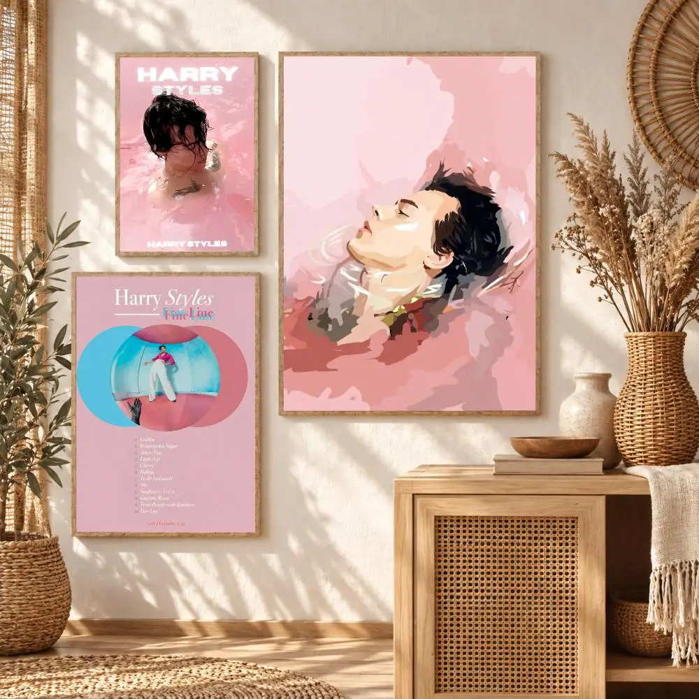 Singer H-Harry S-Styles Retro Chic Poster Premium Modern Waterproof Wall Art Pictures for Bedroom Living Room Bar Decor
