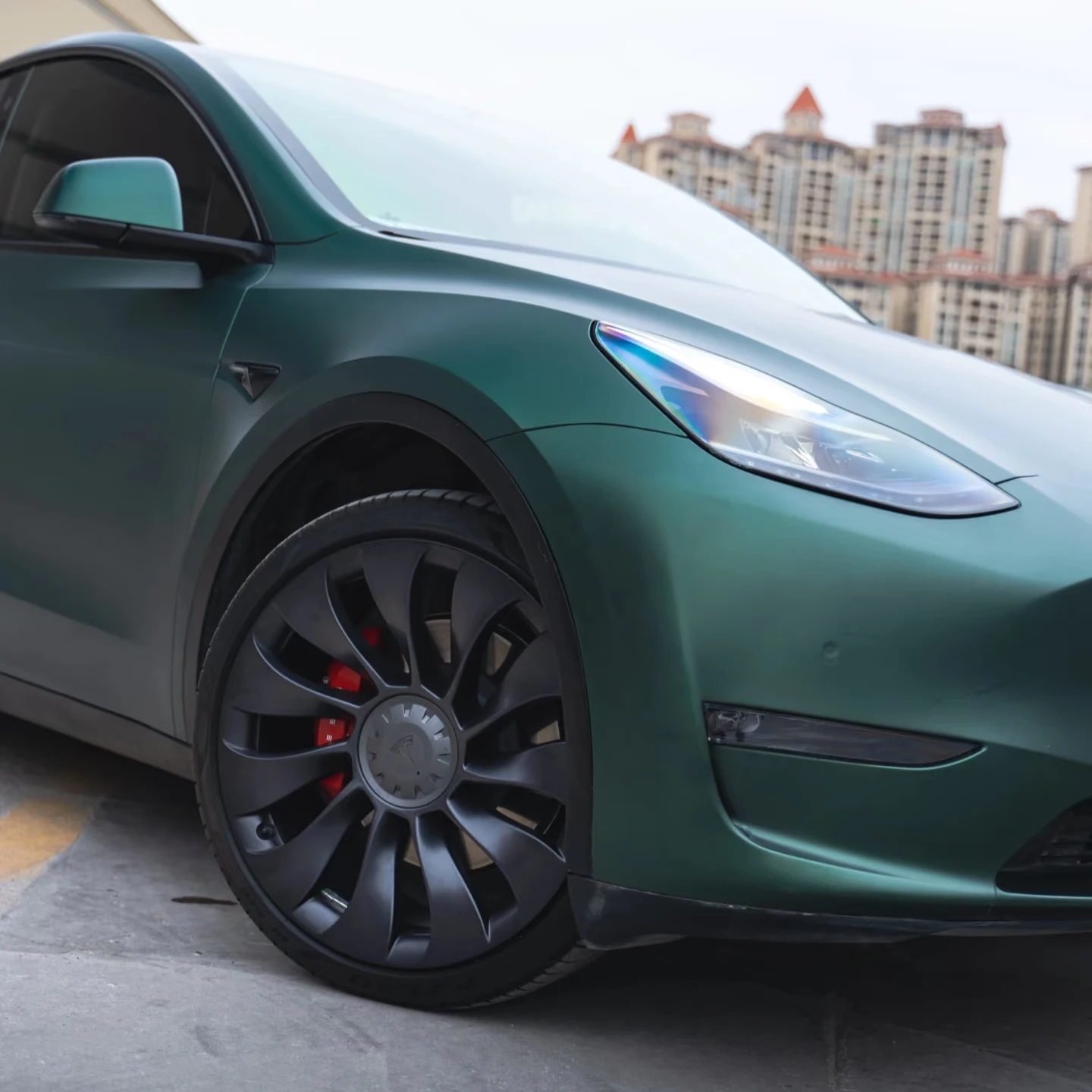 

Satin Green PET Liner Car Roof Matt Basalt Wrap Vinyl - Premium Quality Auto Body Modification Film