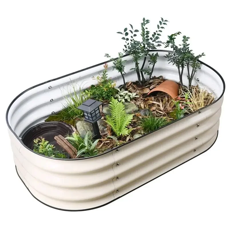 Turtle tank ecological landscaping, green plant amphibious tank, climbing pet tortoise feeding box, semi-aquatic turtle breeding
