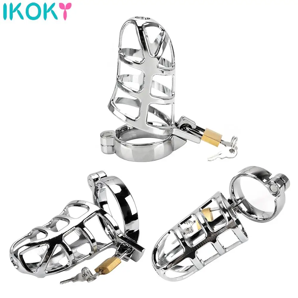 40/45/50mm for Choose Bird Cage Chastity Device Metal Cock Bdsm Bondage Penis Ring Lock Restraint Male Sex Toys For Men