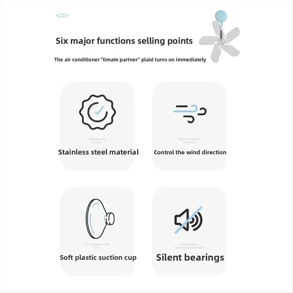 A24I Air Vent Deflector,Anti Direct Blowing Suction Cup Air Conditioner Exhaust Fan,Adjustable Angles Air Conditioning Wind A