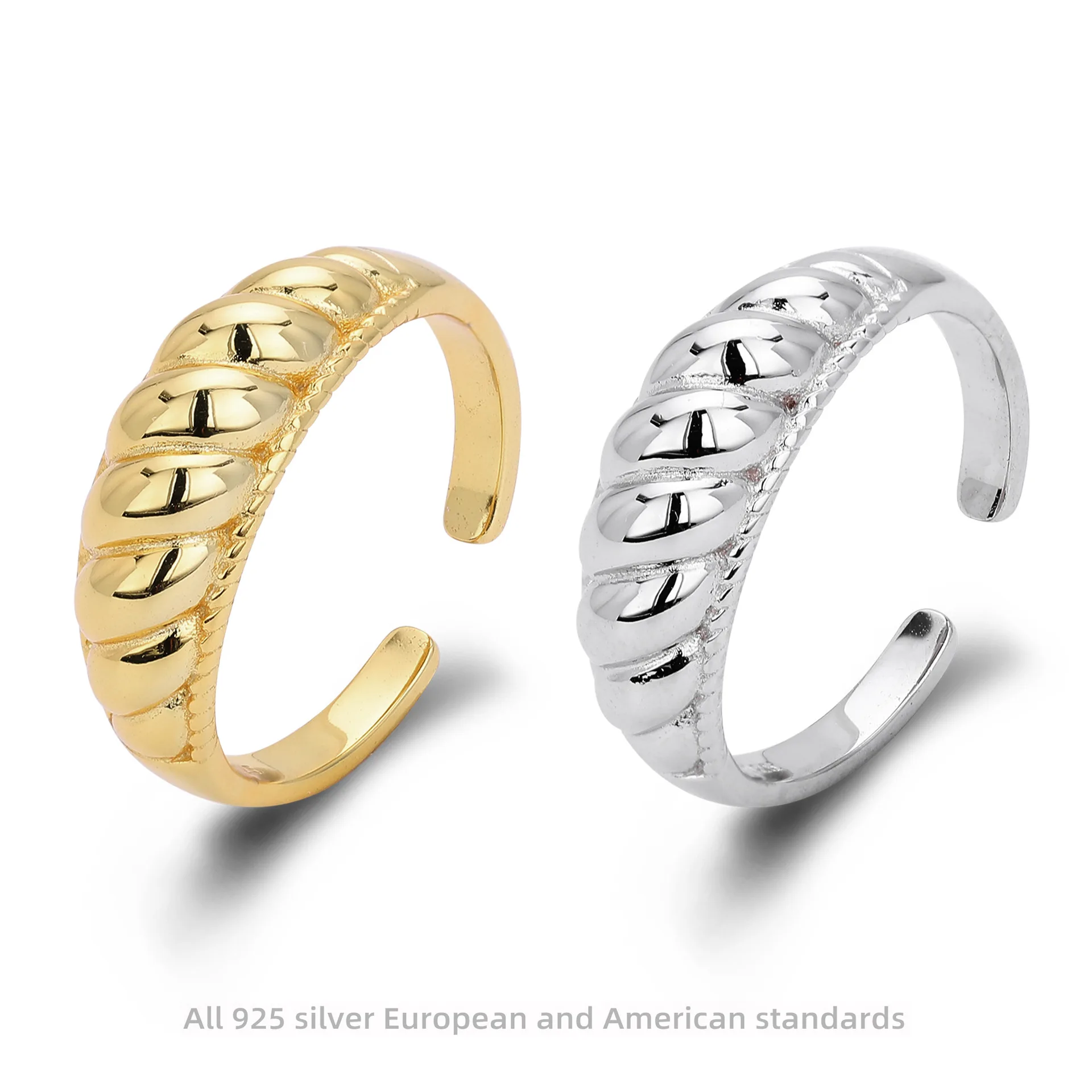 

Withered S925 Sterling Silver Ring, Fashionable And Simple Croissant Ring For Women