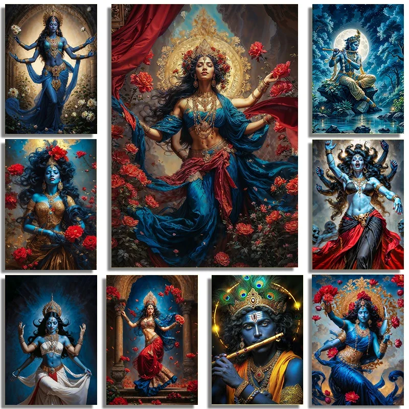 الهندوسية الله الرب كريشنا شيفا غانيشا التأمل الهندي التقليدي الفني المشارك حائط لوح رسم صور ديكور المنزل هدية