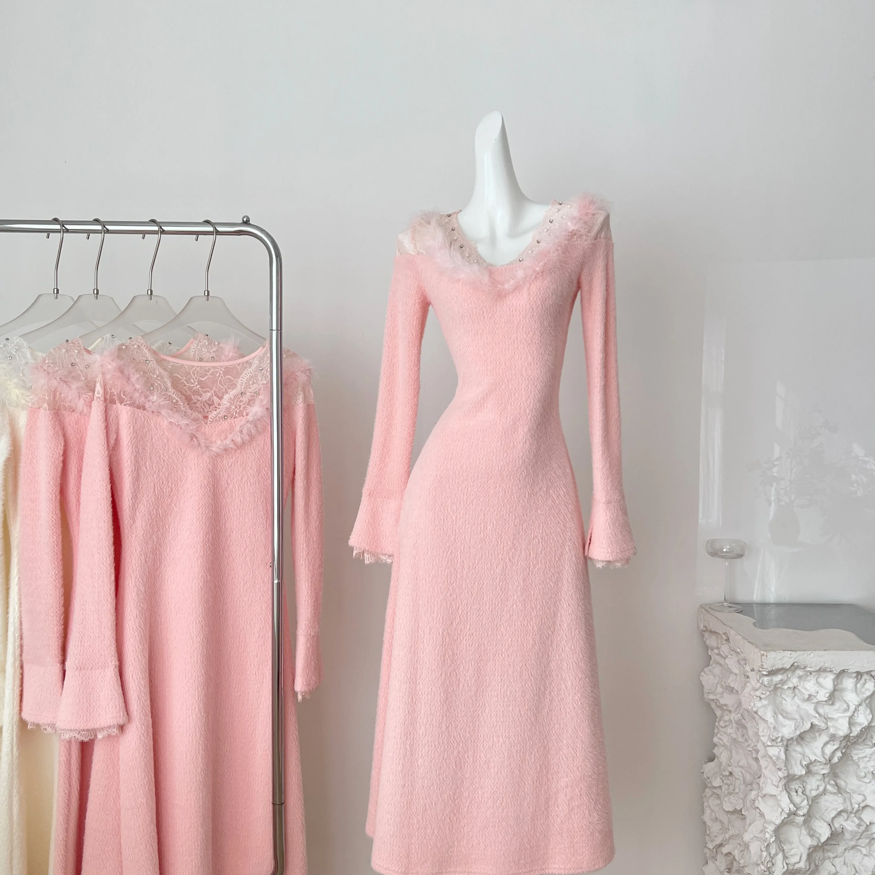 

Осенне-зимняя женская утягивающая юбка Dr с мягким ветровым меховым воротником, длинная юбка трапециевидной формы, нежная модная повседневная юбка Dr