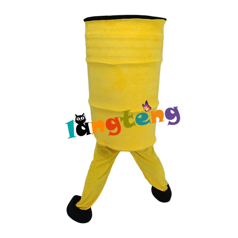 1269 Business Aangepaste Gele Grote Olie Drum Mascot Kostuum Cosplay Kerstmis Kleding Voor Volwassenen