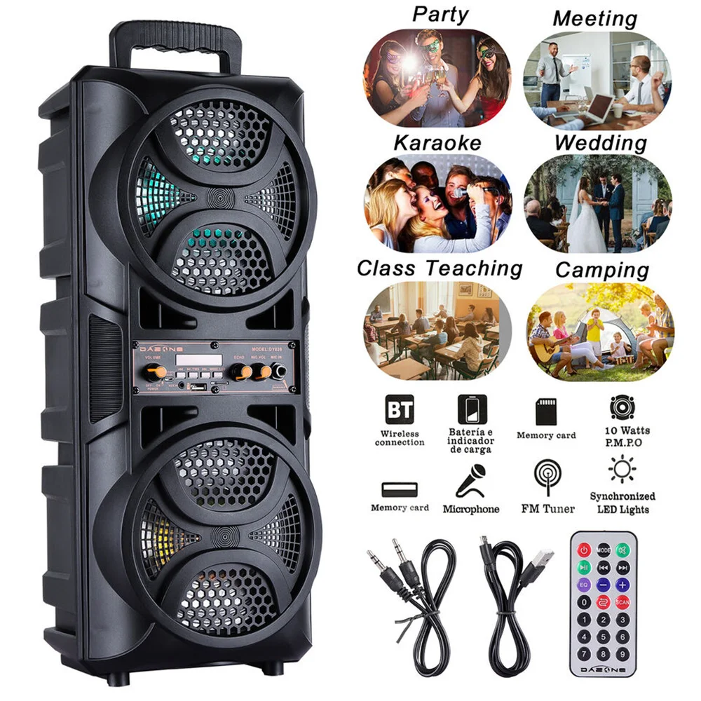 3000W Portable Bluetooth Speaker 6.5 inches Sub woofer Heavy Bass Sound System Party+Remote High Quality Led Light Tws Speaker