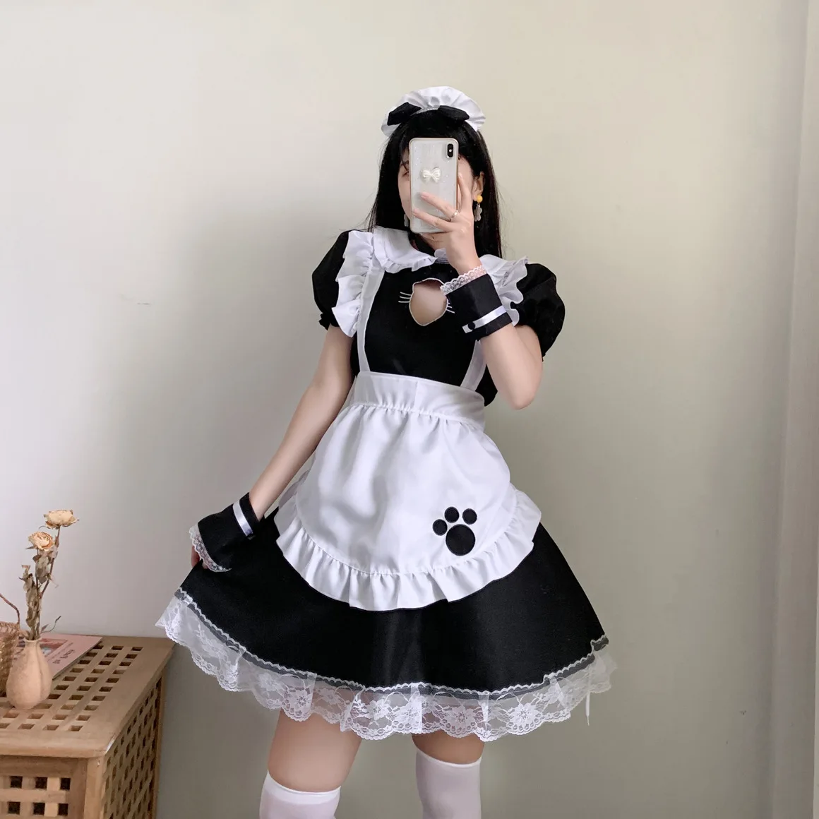 

Classical Anime Maid Uniform Cosplay Costume Fantasy Sweet Lolita Dress Japanese Cat Girl Black White Princess Dresses for Women