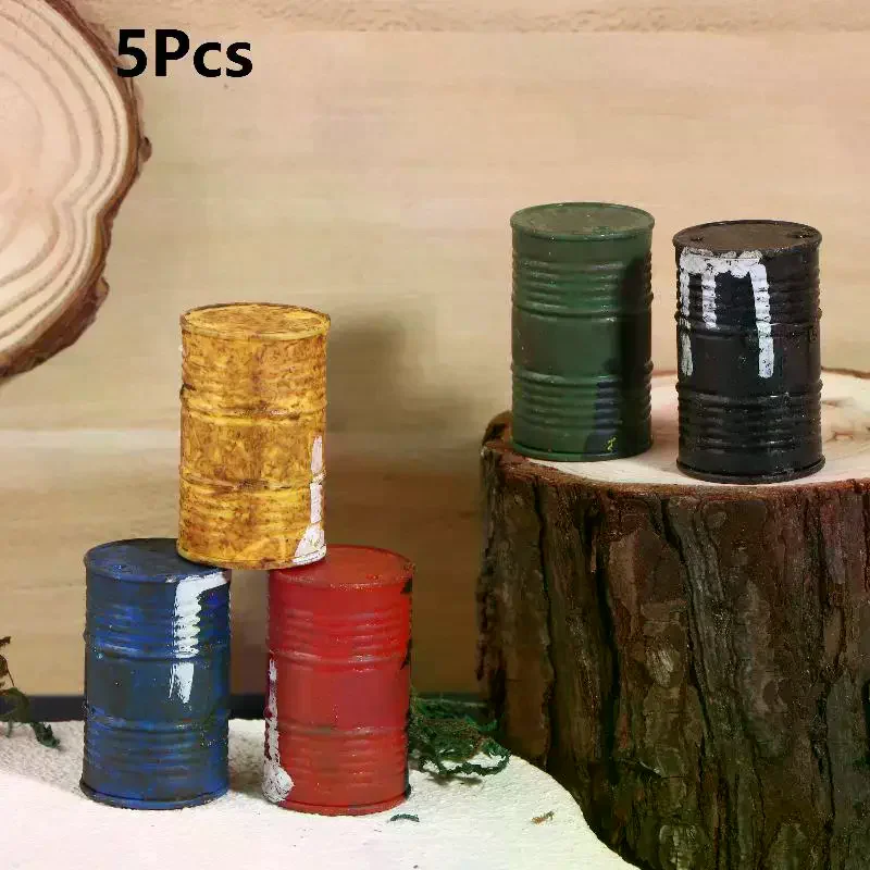 

5PCS Miniature Vintage Oil Bucket Model Weathered Plastic Fuel Drum For Diorama Sand Table DIY Scene Layout Decoration