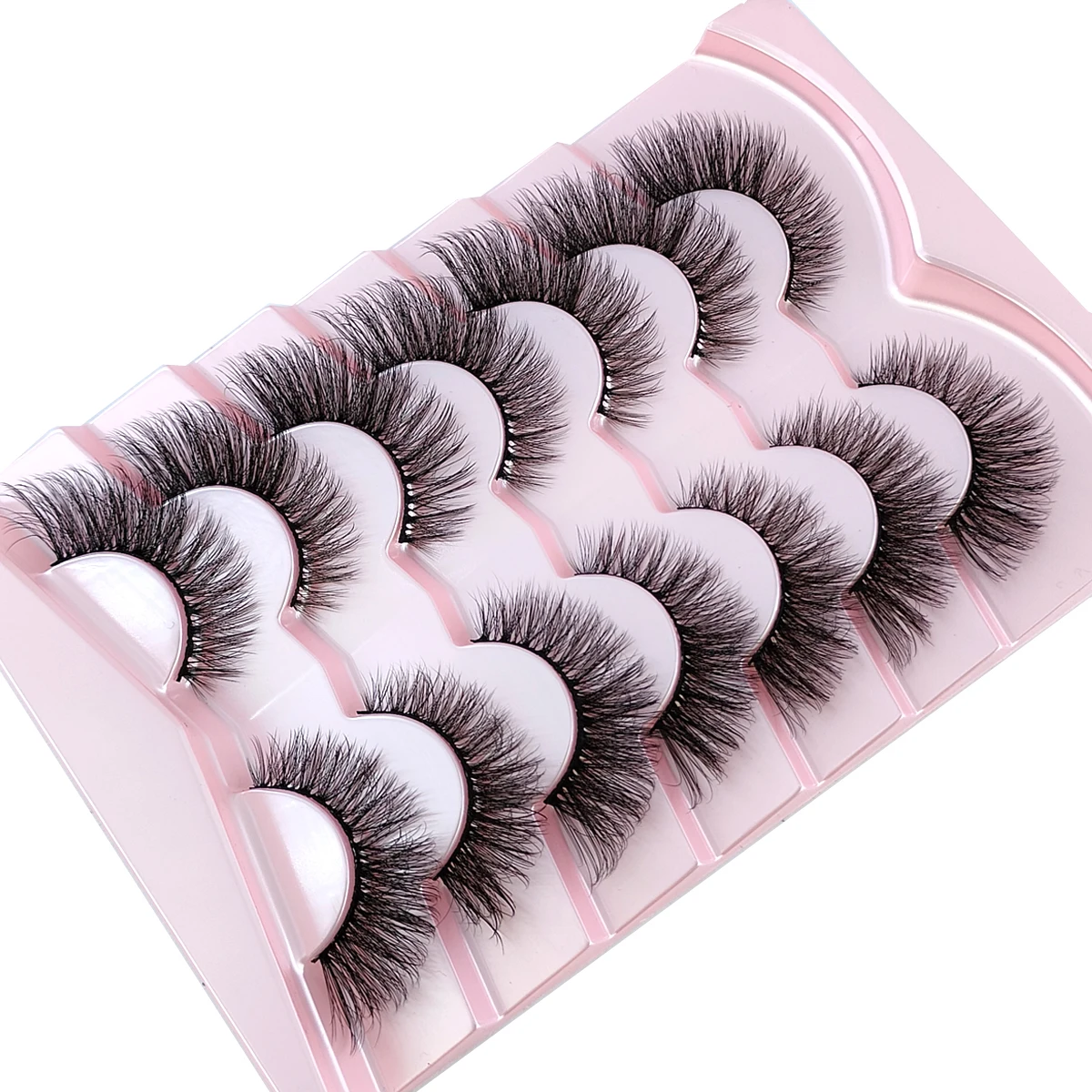 New 7Pairs Cat Eye Lashes 3D Faux Mink Eyelashes Natural Realistic Messy End Eye Elongated Winged Thick Soft False Eyelashes