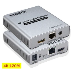 120M HDMI Ethernet Extender Cat6 RJ45 Cable 4K 30Hz Video Splitter Extender TX to Many RX Transmitter Support Cascade Connection