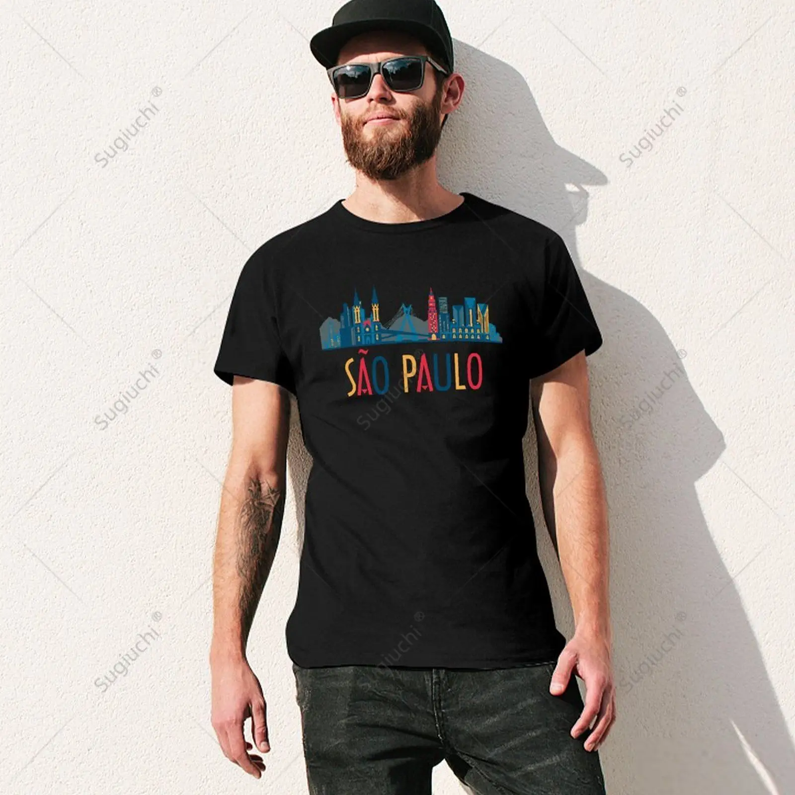 Unisex Men Sao Paulo Brazil Skyline Brazilian Souvenir Tshirt Tees T Shirts Women Boys 100% Cotton T-Shirt - view 2