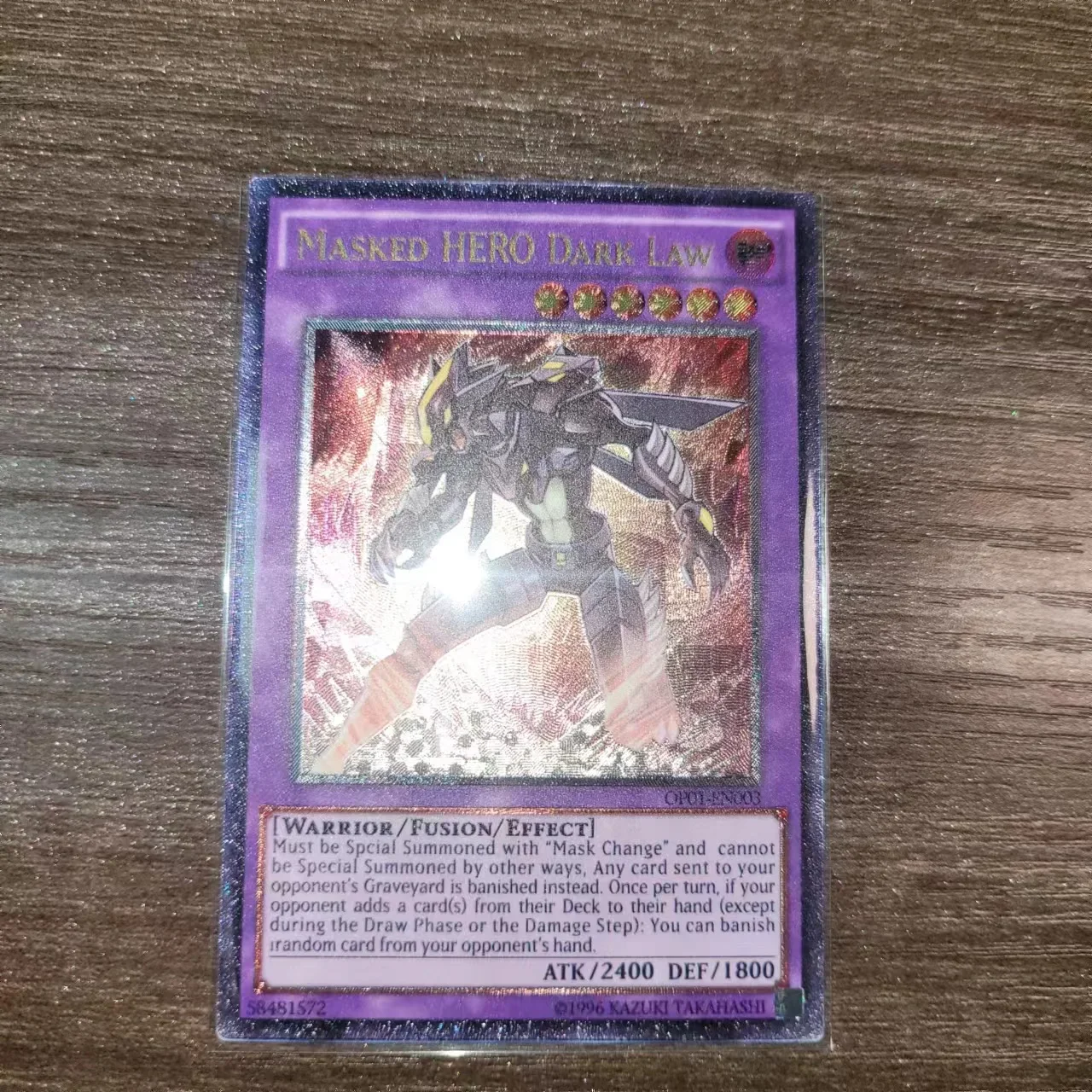 Yu Gi Oh Ultimate Rare OP01-EN002/Masked HERO Dark Law Children's Gift Collection Card Toy (Not original)