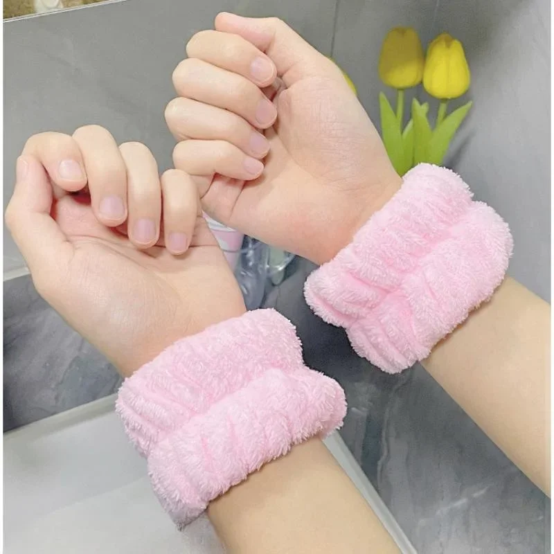 2pcs Face Washing Wristbands Spa Wash Band Microfiber Wrist Towels Wash Strap for Washing Face Makeup Skin Care Yoga Sport